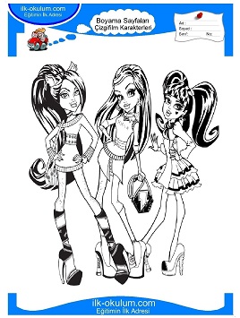 Çocuklar İçin Monster High Boyama Sayfaları 